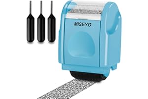 Miseyo Mini Identity Theft Protection Roller Stamp with 3 Pack Refill Ink,Anti-Theft Security Prevention Confidential Roller Stamp - Blue