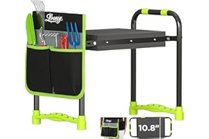 LOENIY 10.8” Wide Garden Kneeler and Seat, Heavy Duty Foldable Gardening Stool with Tool Belt Pouch, Portable Gardening Bench Chair for Seniors & Parents, Non-Slip & Easy Grip Design