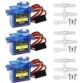Miuzei Sg90 9g Micro Servo Motor for Arduino RC Car Robot Boat Plane 3Pcs | Mini, Small, 9 Gram, Metal Gear, Digital, 180 Deg