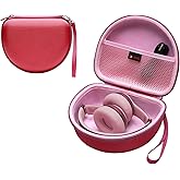 Headphone Case Compatible with Beats Studio Pro/Solo 4 / Studio 3 / Solo 3 / Picun B8 / BERIBES/JLab JBuds Lux ANC Wireless Bluetooth Noise Cancelling Headphones(Outer Pink+Inner Pink)