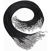 EuTengHao Necklace Cord Bulk, Waxed Necklace Chain, Black Waxed Necklace Cord String for Jewelry Necklace Bracelet Making (100Pcs, 22 Inch)