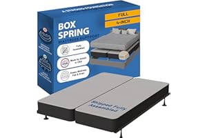 Greaton, Box Spring Bed Base Full Size, 4-Inch Wood Mattress Foundation – Amish Made in USA – Quiet Noise Free, 2-Pieces Under Mattress-Support BoxSpring, Fully Assembled, Gray