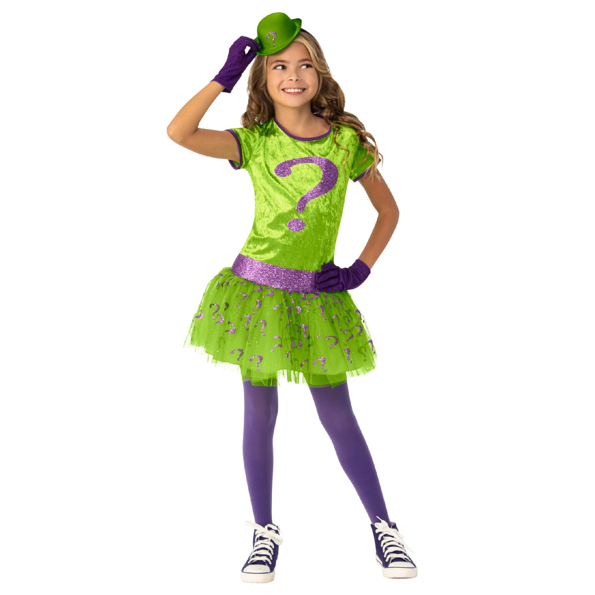 Rubies 702873 Dc Super Villains Riddler Costume Tutu Dress, Girls, As Shown, S Halloween