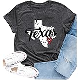 Cutesong Texas Shirts for Women Texas State Map T-Shirts Texans Hometown Pride Love Tee Tops
