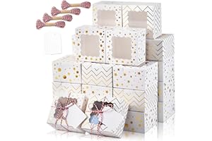 KPOSIYA 30pcs Christmas Cookie Boxes for Gift Giving, 6x6x3in White Bakery Boxes with Window for Treat and Pastry，Holiday Small Treat Boxes for Dessert, Donut, Mini Cake,Thanksgiving