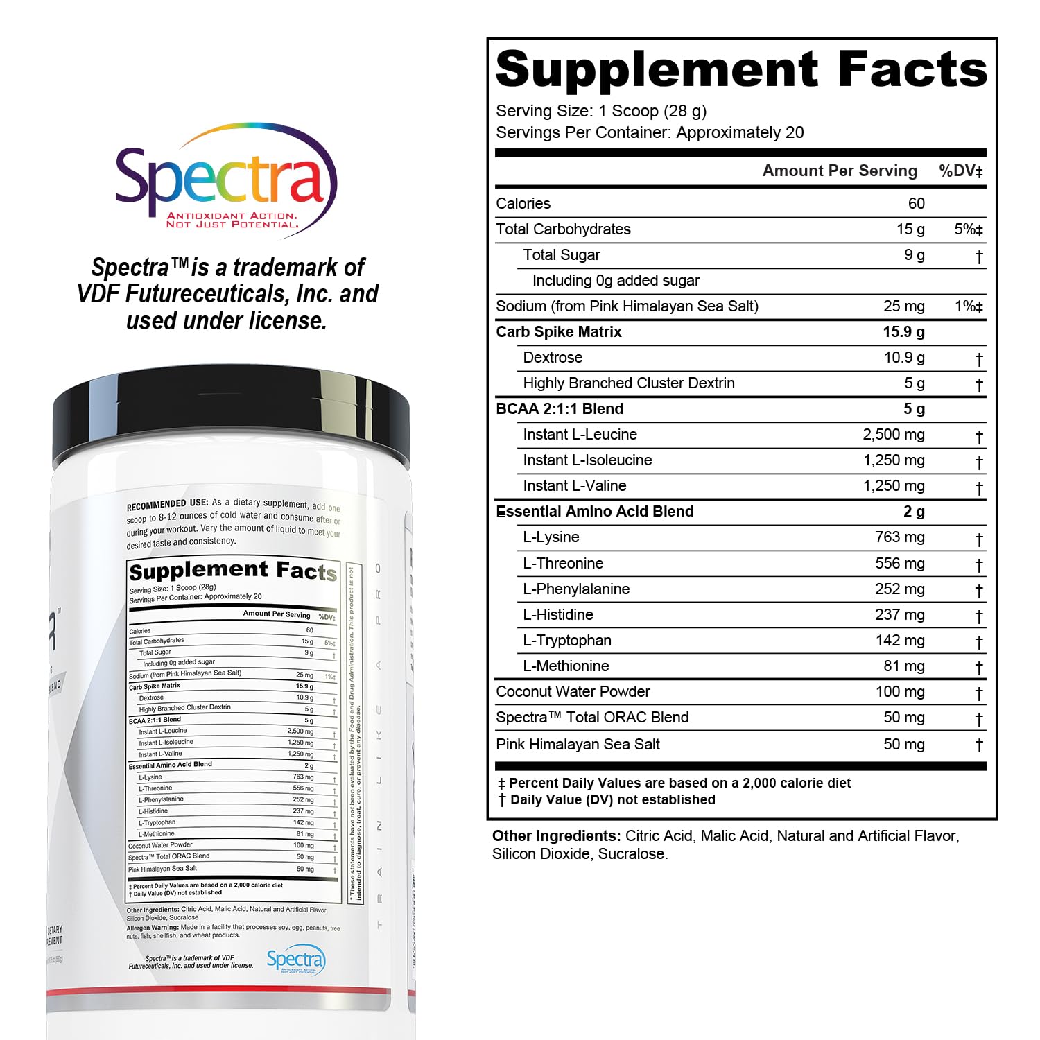 Repair Post Workout Recovery Drink: Fast Absorbing Carbohydrates (Waxy Maize + Cluster Dextrin) and BCAA/EAA for Advanced Muscle Recovery, Sour Rainbow Candy, 20 Servings