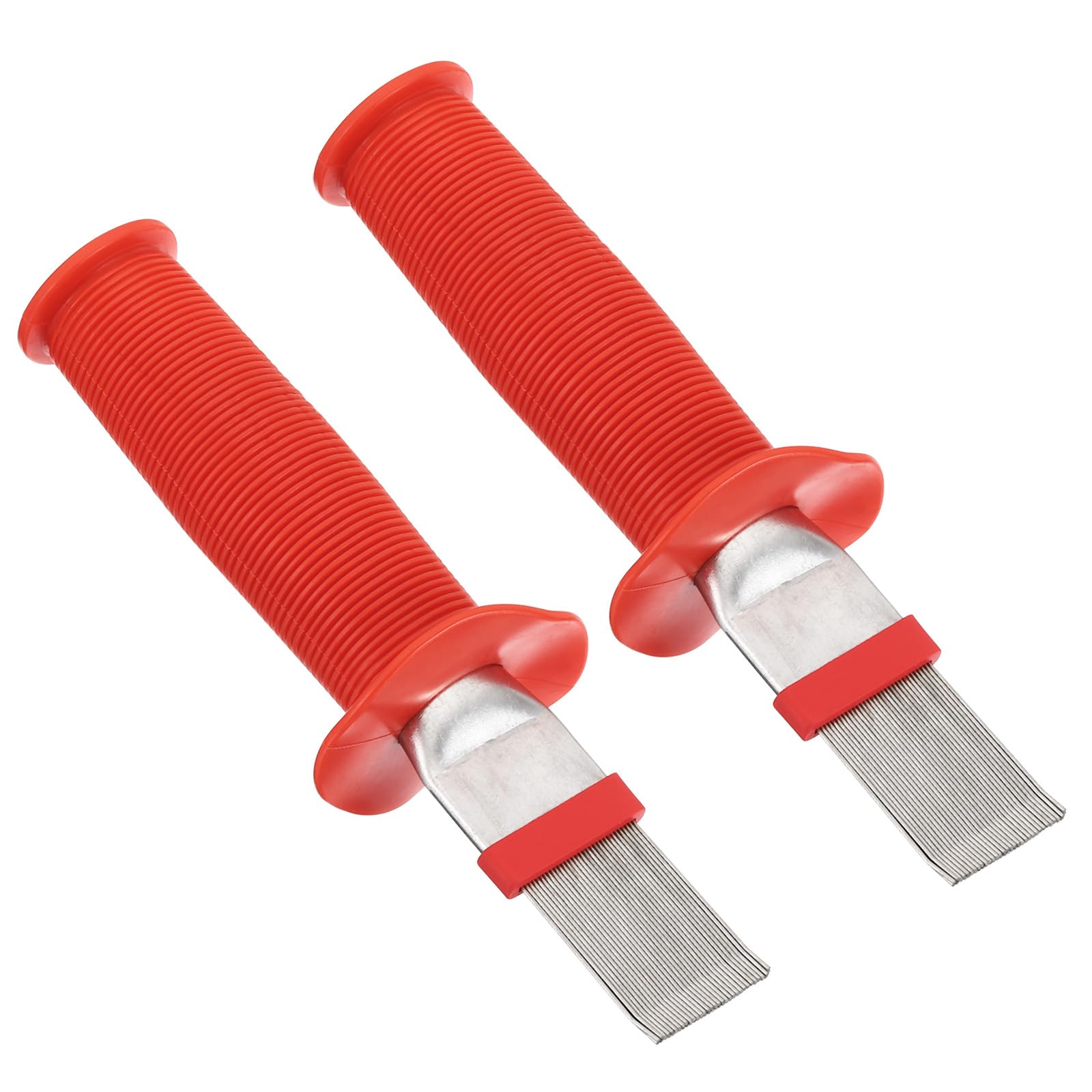 PATIKIL Air Conditioner Fin Comb, 2Pcs Stainless Steel Threaded Handle AC Coil Cleaner Brush Fin Straightener Condenser Coil Repair Too for Radiator Refrigerator Evaporator, Red Silver