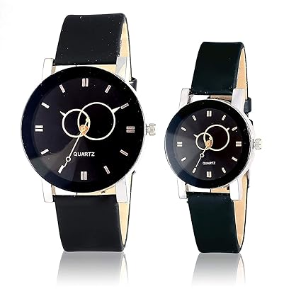 Style Keepers Analogue Round Black Dial Men's & Women's Couple Watch