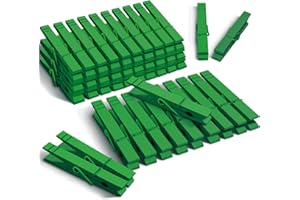 SETNDTS 3.5 inch 50 pcs Colored Clothes Pins for Classroom, Wooden Clips for Hanging Clothes, Craft & Pictures, Rust Resistant (Green)