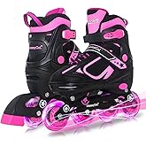 MammyGol Adjustable Inline Skates for Kids Boys Girls Youth Beginner with Light up Wheels Ages 4-16