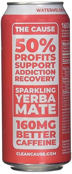 CLEAN CAUSE ORGANIC WATERMELON MINT SPARKLING YERBA MATE 12PK, 16 FZ