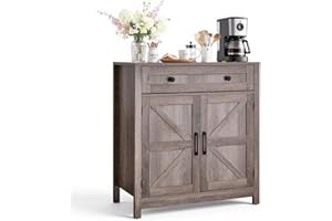 VEVOR Coffee Bar Cabinet, Farmhouse Coffee Bar Table with Drawer, Buffet Stand Cabinet with 2 Barn Doors, Sideboard Buffet St