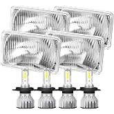 IHNZCB 4pcs 4x6 Inch H4651 H4652 H4656 H4666 H6545 Headlights Housing + H4/9003 High Low Beam Bulbs Compatible with Cars,Truck and Van,OEM Style Original Classic Look Conversion Assembly