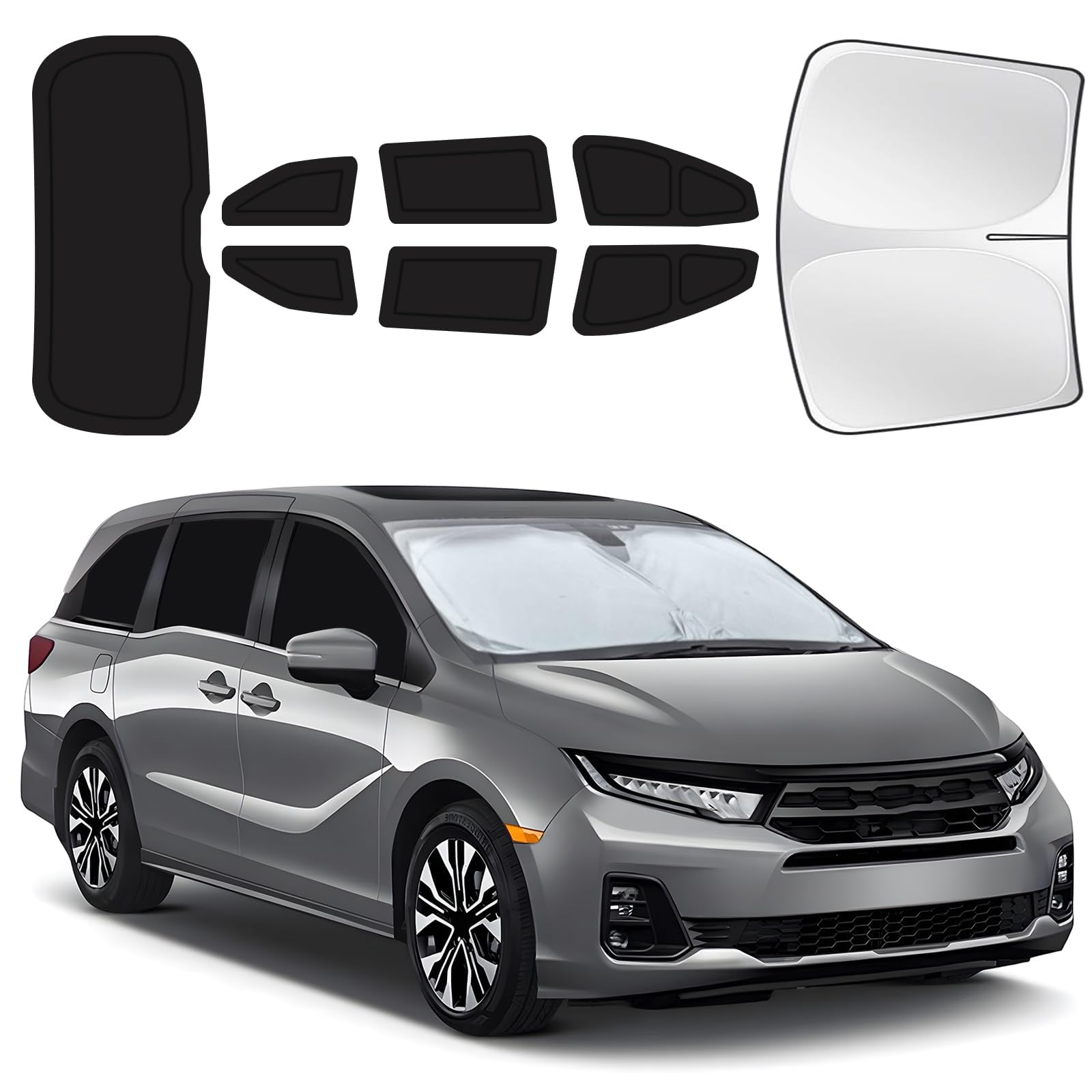 Photo 1 of Car Window Shades for Honda Odyssey 2018-2024, 8pcs Privacy Sun Shade Set for Front Windshield Side and Rear Windows, Full Window Covers Keeps Vehicle Cool for Camping Napping