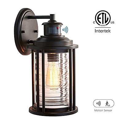 Buy Motini 1 Light Outdoor Wall Sconce Light Fixture With Motion Sensor Wall Lighting Bronze Steel With Clear Ribbed Glass Armed Sconce Bulb Included Etl Listed Online In Lebanon B07z4ykm7r