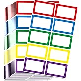 L LIKED 200 Stickers - 3.5" x 2.25" Colors Plain Name Tags Stickers with Perforated Line for School Office Home (Blank - 200 Labels)