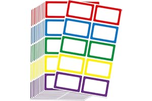 L LIKED 200 Stickers - 3.5" x 2.25" Colors Plain Name Tags Stickers with Perforated Line for School Office Home (Blank - 200 Labels)