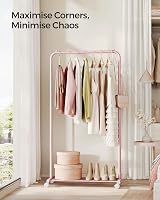 SONGMICS Clothes Rack on Wheels 74 cm Long with Storage Shelf Jelly Pink view 2