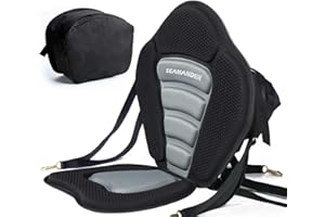 Seamander Kayak seat Canoe Seat with Detachable Back Storage Bag for Universal Sit (Black/Grey)