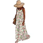 PRETTYGARDEN Women Summer Dresses 2026 Spaghetti Strap Scoop Neck Floral Maxi Dress Flowy Boho Long Sundress with Pockets