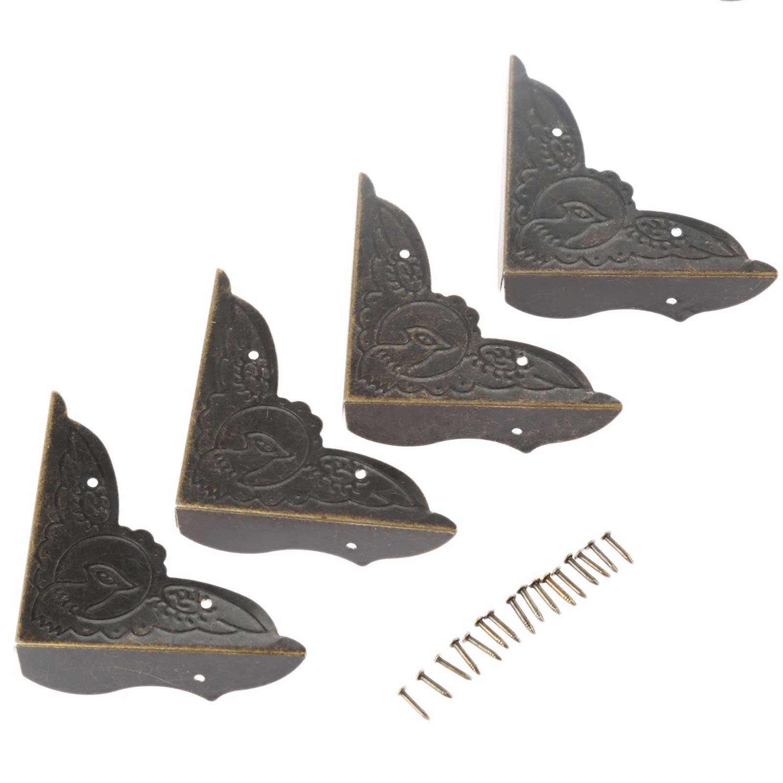 Dophee 4PCS Metal Corner Protectors, Book Corner Protector 52x52x15mm Photo Corner for Decorative Jewelry Chest Wine Gift Box Wooden Case