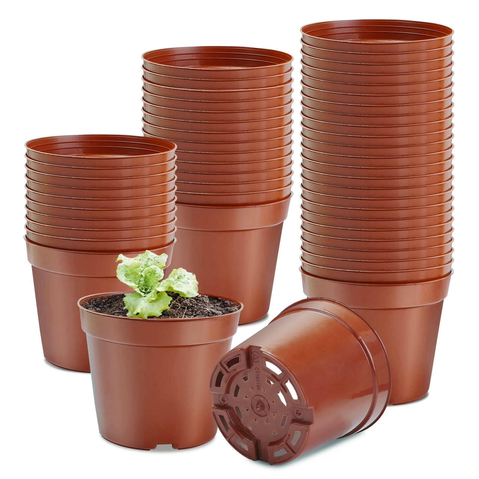 Jordbrux 8.5cm 20pcs Nursery Pots for Seedlings - Plastic Seedling Pot/Seed Starting Pot/Flower Pots/Germination Pots for Seedling, Cuttings, Transplanting