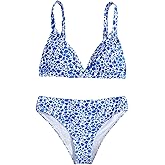 Milumia Girl's 2 Piece Swimsuit Ditsy Floral Spaghetti Strap Triangle Bikini Set Bathing Suit