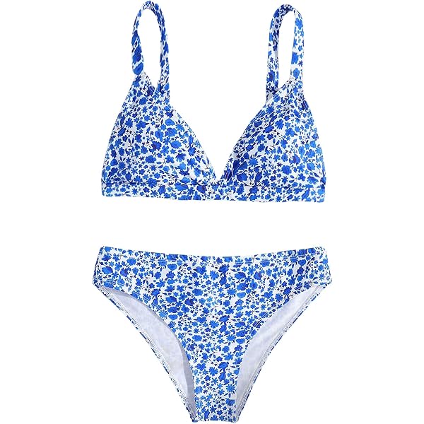 Girl's 2-Piece Floral Leopard Bikini – Wireless, Spaghetti Strap Cute Swimsuit For Beach & Pool