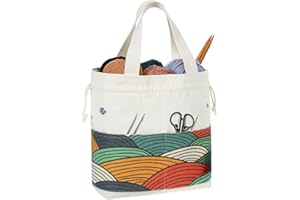 TOGETRUE Yarn Bag, Knitting Crochet Tote Bag, Yarn Storage Bags Organizer, Crochet Bags for Crocheting Project, Store Skein Ball, Short Knitting Needle (Color Arc)