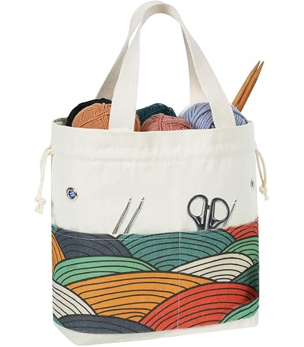 Personalized Crochet Bag Organizer - Large Yarn Tote With Monogram For Knitting Supplies - View #2