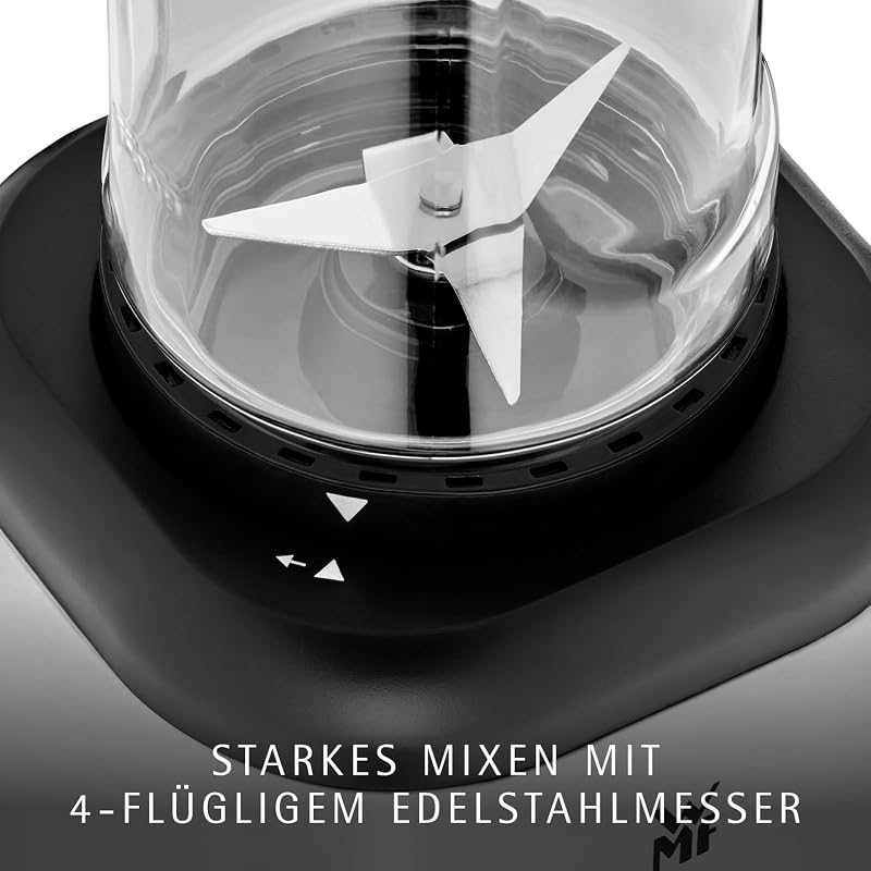 Kult X Mix & Go Mini Smoothie Maker, Standmixer, Blender elektrisch, Shake Mixer 300 Watt Leistung, Tritan-Kunststoff Flasche 600ml, auslaufsicherer Schraubdeckel, rutschfeste Füße, Silber/Schwarz — Foto 4 von 8