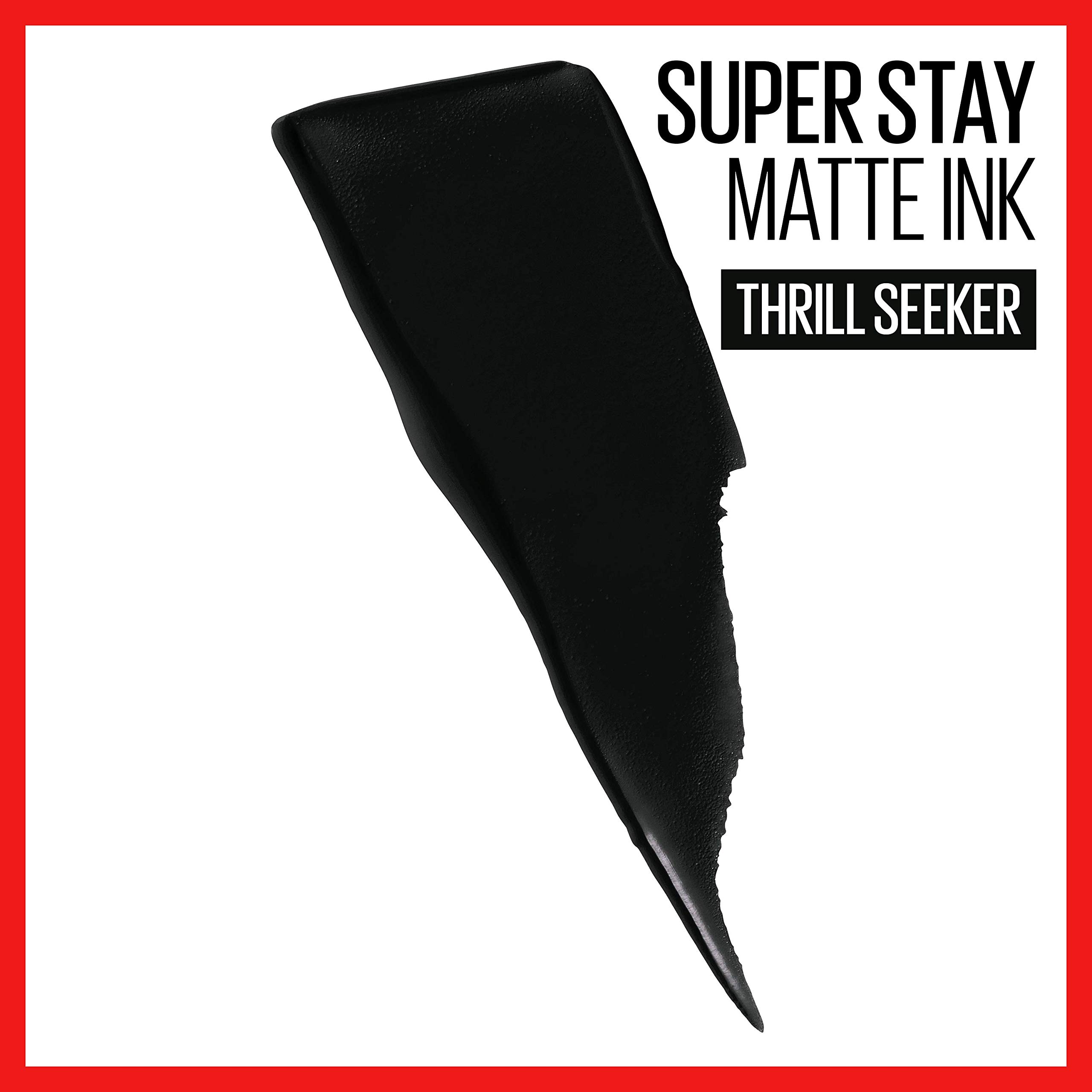 Maybelline SuperStay Matte Ink Liquid Lipstick, Long Lasting High Impact Color, Up to 16H Wear, Thrill Seeker (Matte Black Lipstick)
