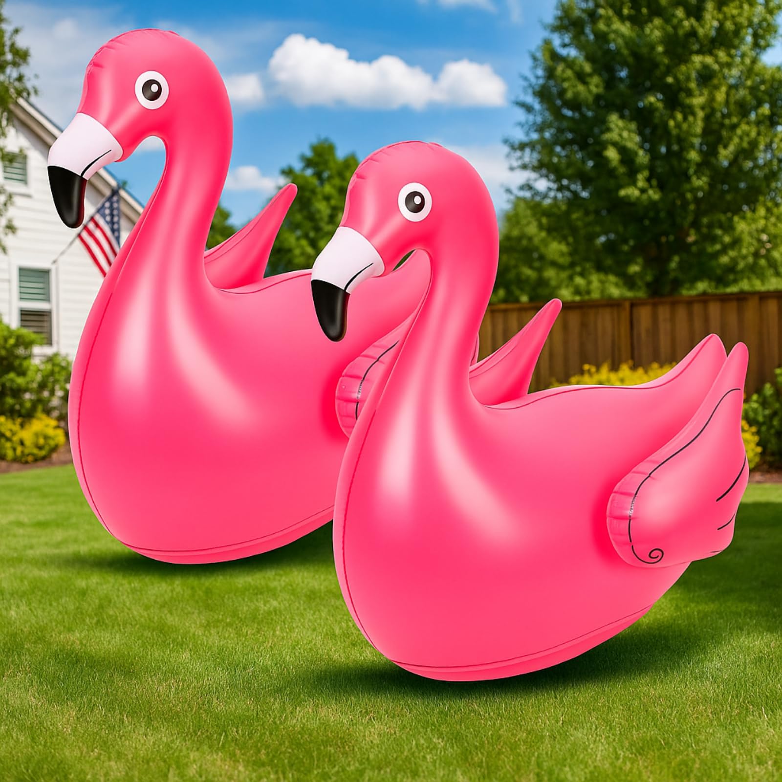 Photo 1 of Lenwen 48" Halloween Inflatable Flamingo Outdoor Bird Yard Sign Art Pink Flamingo Yard Decorations Inflatable Lawn Art Ornaments for Outdoor Patio Backyard Porch Halloween Holiday Party(1 Pcs)