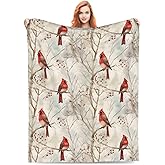 amepay Cardinal Blanket Gifts for Women Red Birds Flannel Throw Blankets Soft Comfy Lightweight for Home Decor Couch Bed Sofa 60x50 Inches