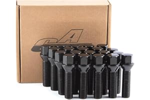 GAsupply 14x1.5 Lug Bolts, Compatible with Mercedes Benz Vehicles, 20pcs Black Conical Seat 45mm Shank Lug Studs for Wheel Spacers, 17mm Hex, 45mm Thread Length Extended Wheel Hub Bolt