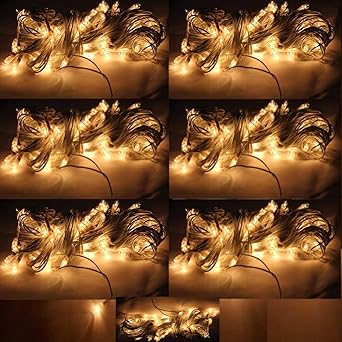 A2Z Rice Lights Serial Bulbs Ladi Diwali Decoration Lighting (WarmWhite, 12Feet (Pack of 10))