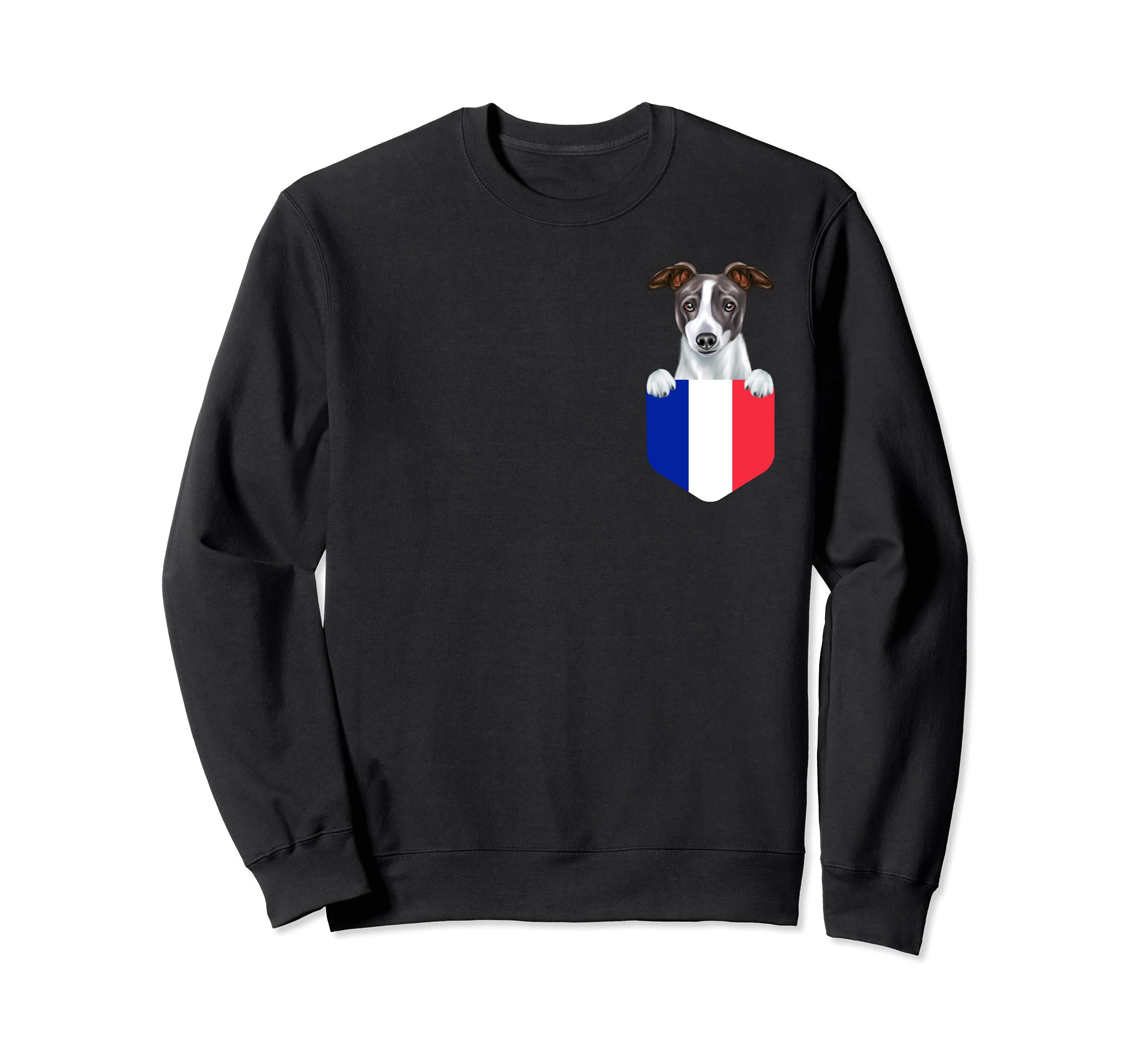 France Flag Italian Greyhound Dog In Pocket Sweatshirt