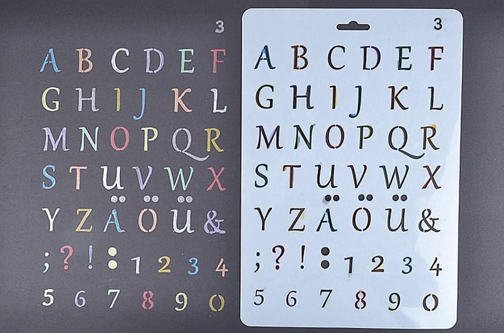 Amupper Stencil Guide for Kids - Flexible Plastic Size 10.2 by 6.7 Inch (letterring03)