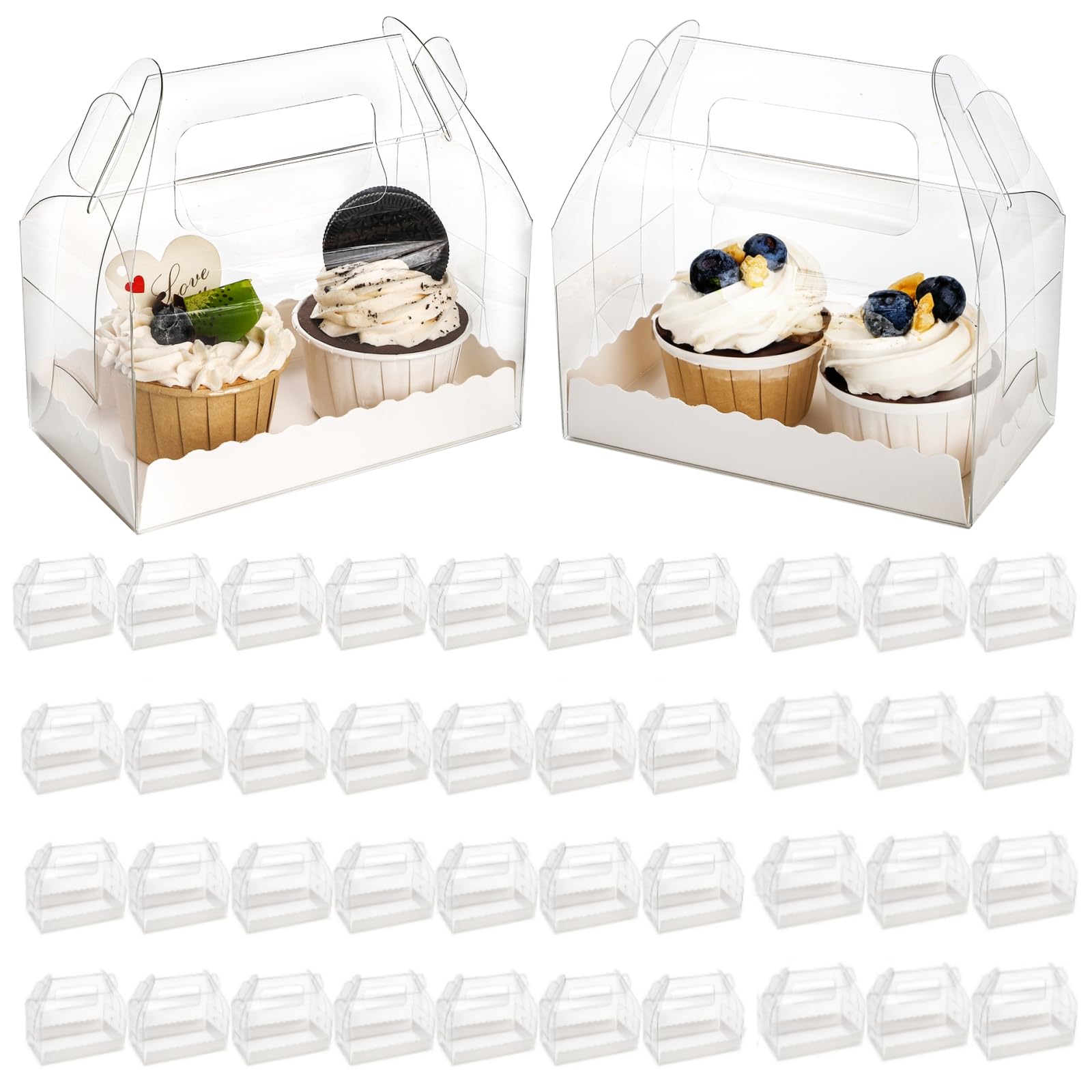 Photo 1 of Nagpew 40 Pack Clear Gable Bakery Gift Box, Candy Treat Boxes with Handle, Party Favor Treat Dessert Cookies Container for Birthday Wedding Baby Shower, 6.4''L x 3.5''W x 3.3''H