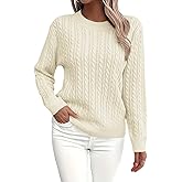 BTCOW Womens Cable Knitted Sweaters Fall Winter 2025 Trendy Sweater Cozy Long Sleeve Crewneck Soft Pullovers