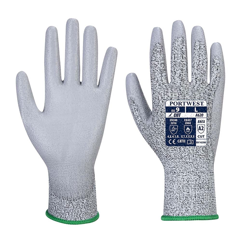 Portwest Vending LR Cut PU Palm Glove, Size: XL, Colour: Grey, VA620G7RXL