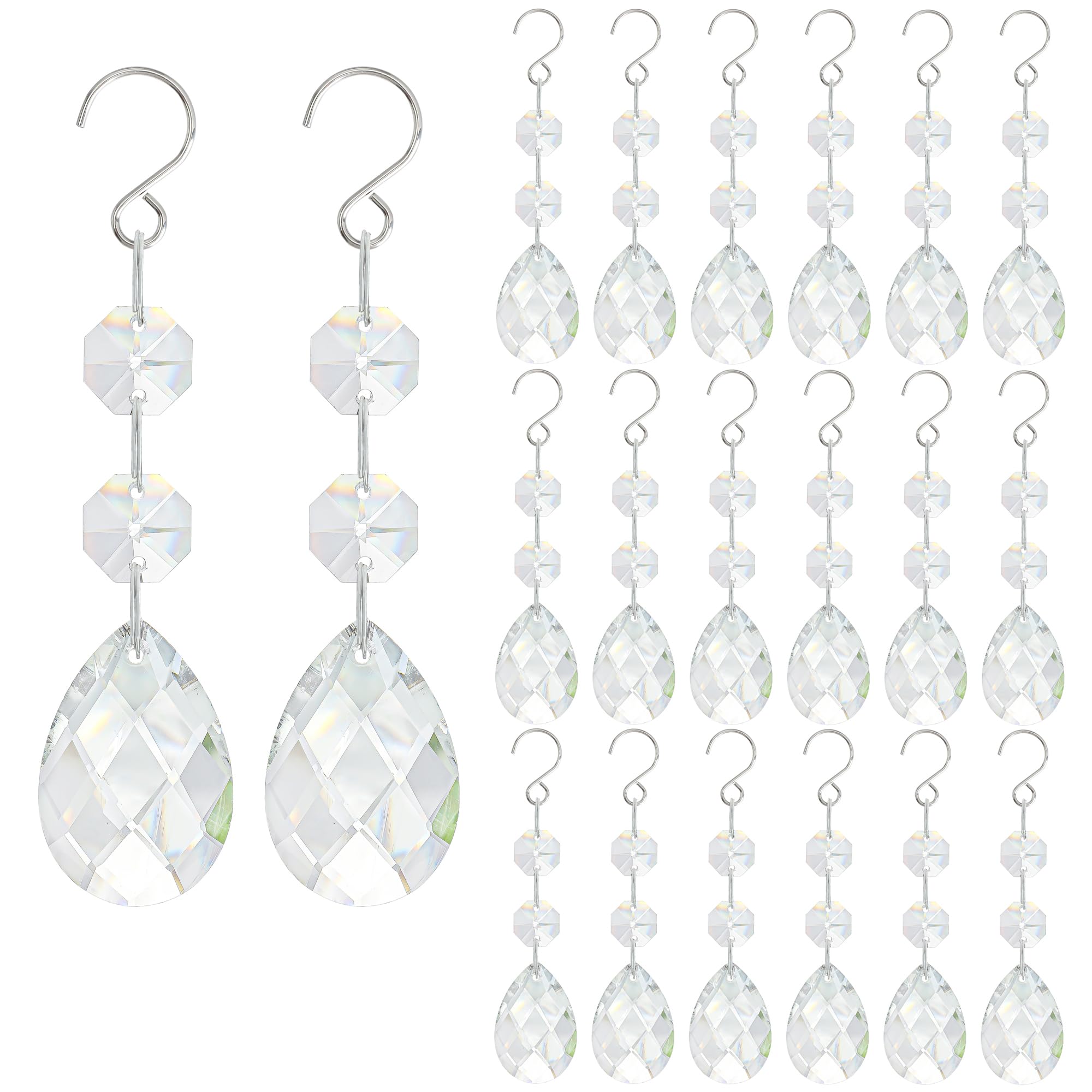 H&D HYALINE & DORA 20pcs 38mm Clear Grid Chandelier Crystal Pendants,Crystals Beads for Chandeliers,Hanging Crystals Suncatcher with Hooks for Windows Home Decor