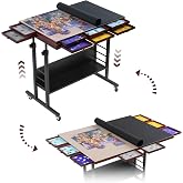 Tektalk 2000 Piece Foldable Puzzle Board with Height Adjustment, Jigsaw Puzzle Table with 2 Felt Cover &amp; 8 Sorting Trays/Drawers, Puzzle Easel with Legs, Enclosed with 4 Roller Wheels - Black
