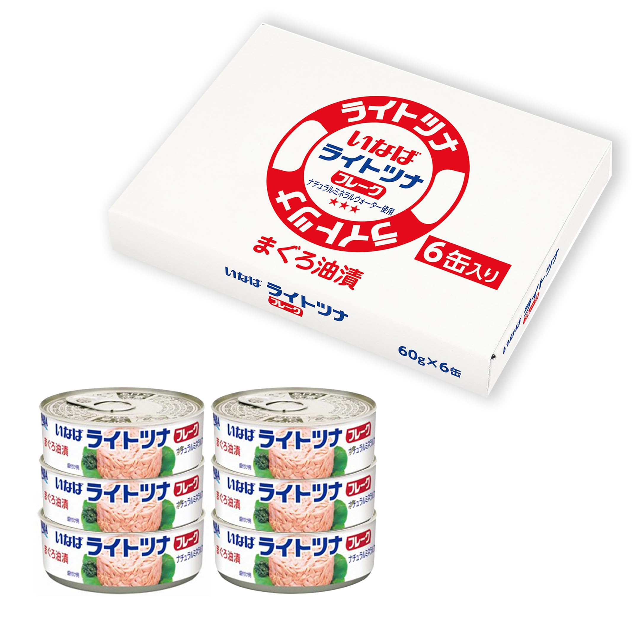 【Amazon.co.jp 限定】ライトツナフレーク 60g×6缶箱 まぐろ ツナ缶 油漬け商品画像