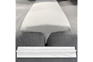 JZHLLA 12""X76"" Bed Bridge Twin to King Bed Converter Kit, Bed Gap Pad Combine Twin Beds to King Mattress Bed Bridge Connector for Adjustable Bed with Washable Cover(76in×12in), White