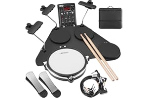 LEKATO CPD-1000 Electronic Drum Set with Quiet Mesh Pads, Portable Electric Drum Set, 220+ Sounds, USB MIDI, 2 Robust Footswi