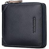 Mens Genuine Leather Zipper Wallet RFID Secure Large Capacity Double Fold Multi-card Leather Wallets for Men and coin purse