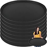 8 Pcs 24 Inch x 29 Inch Large Restaurant Serving Trays, Black PP Plastic Non Slip Tray,Oval Plastic Food Serving Tray with Raised Edges for Home Kitchen Restaurant Cafeterias Fast Food Service