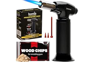 HOMIA Cocktail Smoker Kit Butane Torch - Premium Quality Wood - Wooden Bar Smoker for Cocktails - Old Fashioned Cocktails, Whiskey or Bourbon, Drinks