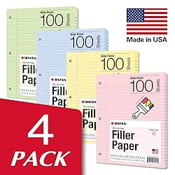 Kaisa Filler Paper Colored loose Leaf Paper, Wide